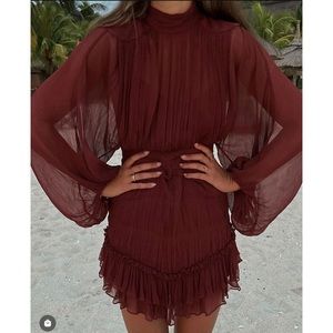 Shona joy ruffle dress SAFIRA LonG sleeve